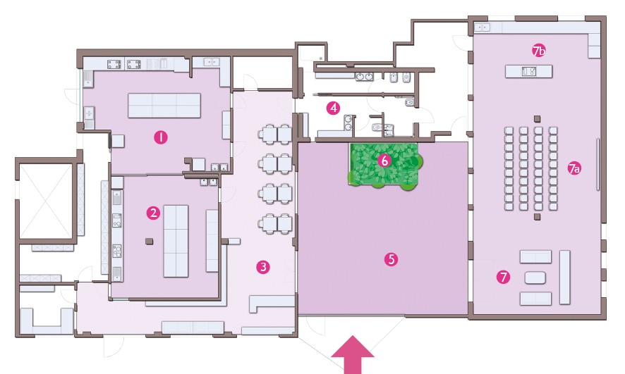 Pianta degli spazi Otto in cucina